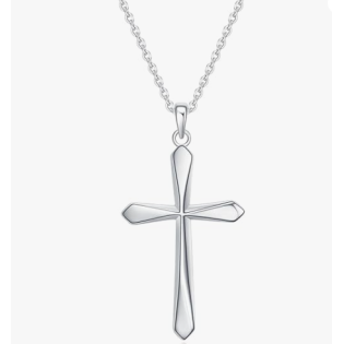 Simple 925 Sterling Silver Cross Pendant Necklace