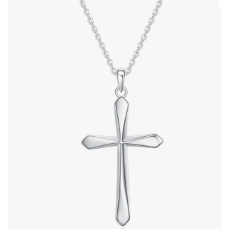 Simple 925 Sterling Silver Cross Pendant Necklace