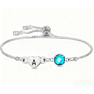 Dainty Silver Link Bracelet with Heart Charm