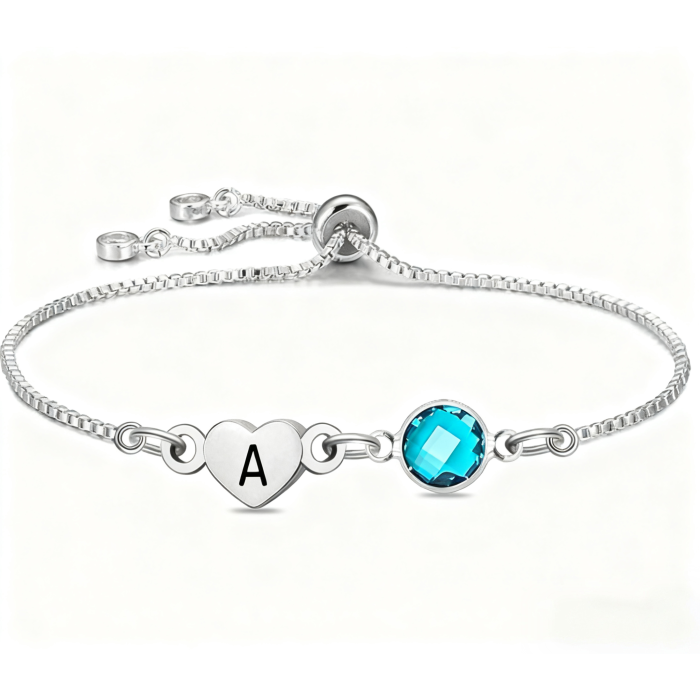 Dainty Silver Link Bracelet with Heart Charm