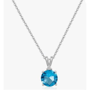 8mm Round Cubic Zirconia Sterling Silver Necklace