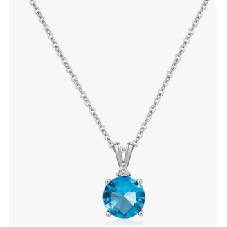 8mm Round Cubic Zirconia Sterling Silver Necklace