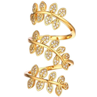 Elegant Adjustable Leaf Statement Ring for Women
