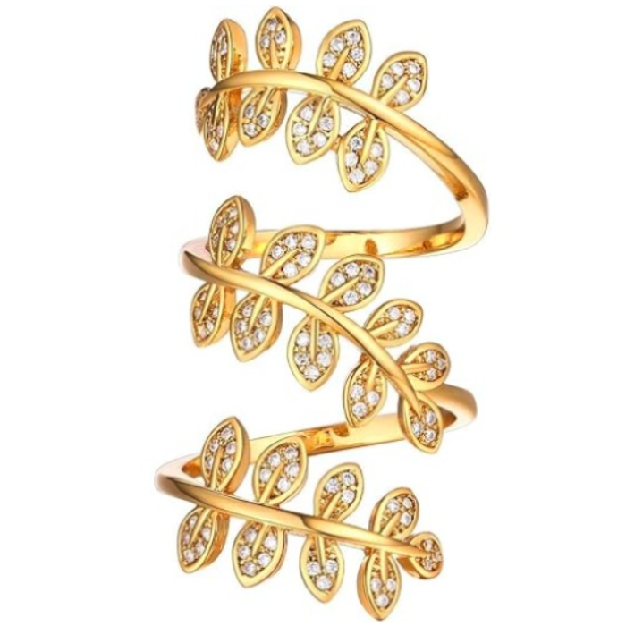 Elegant Adjustable Leaf Statement Ring for Women