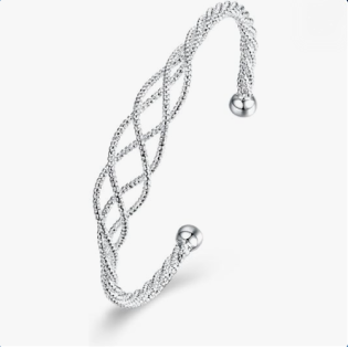 Adjustable Sterling Silver Bracelet with Unique Mesh Pattern