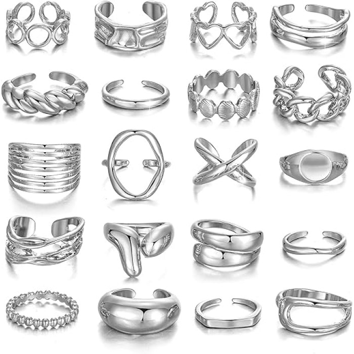 Chunky Gold Rings with Dripping-Paint & Pearli...